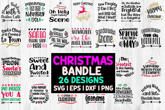 26 Christmas T-shirt Design Bundle