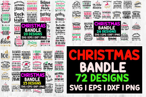 72 Christmas T-shirt Design Bundle