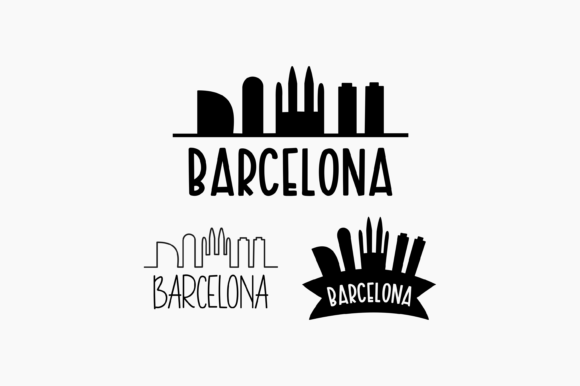 Barcelona Spain Skyline Silhouette