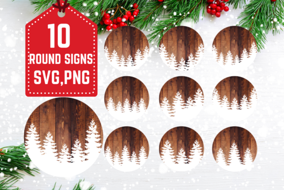 Christmas Trees Ornament Round Sign
