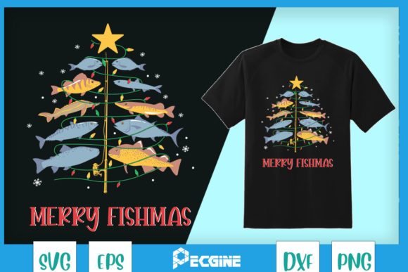 Merry Fishmas Xmas Tree Fishing Rod