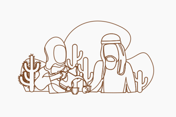 Outline Arab Pouring Coffee for Husband