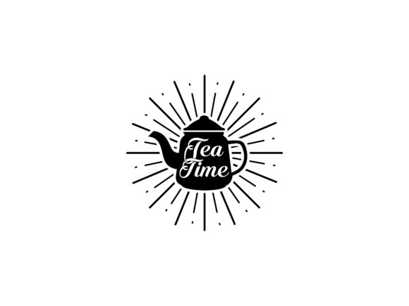 Tea Time Vintage Tea Pot Vector Logo